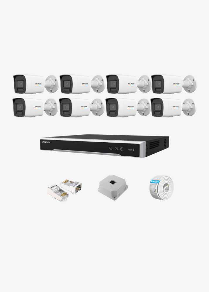 Hikvision 8 Kameralı 4MP Colorvu IP Kamera Seti
