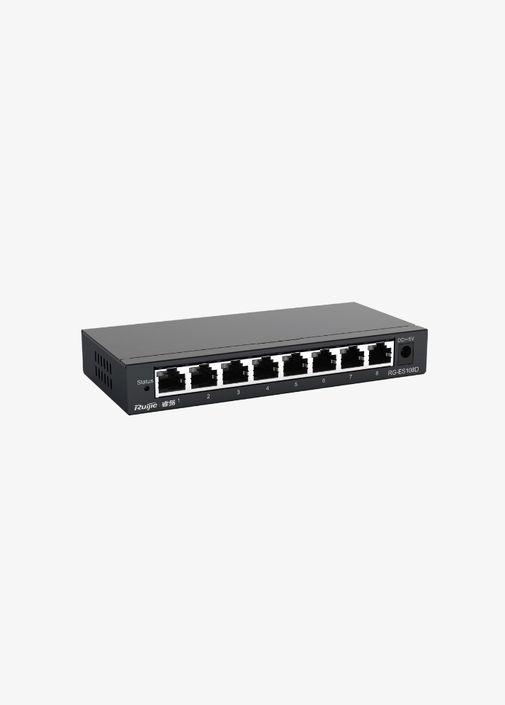 Reyee RG-ES108D 8-Port, 10/100 Fast Ethernet, Plug and Play Switch, Metal Case