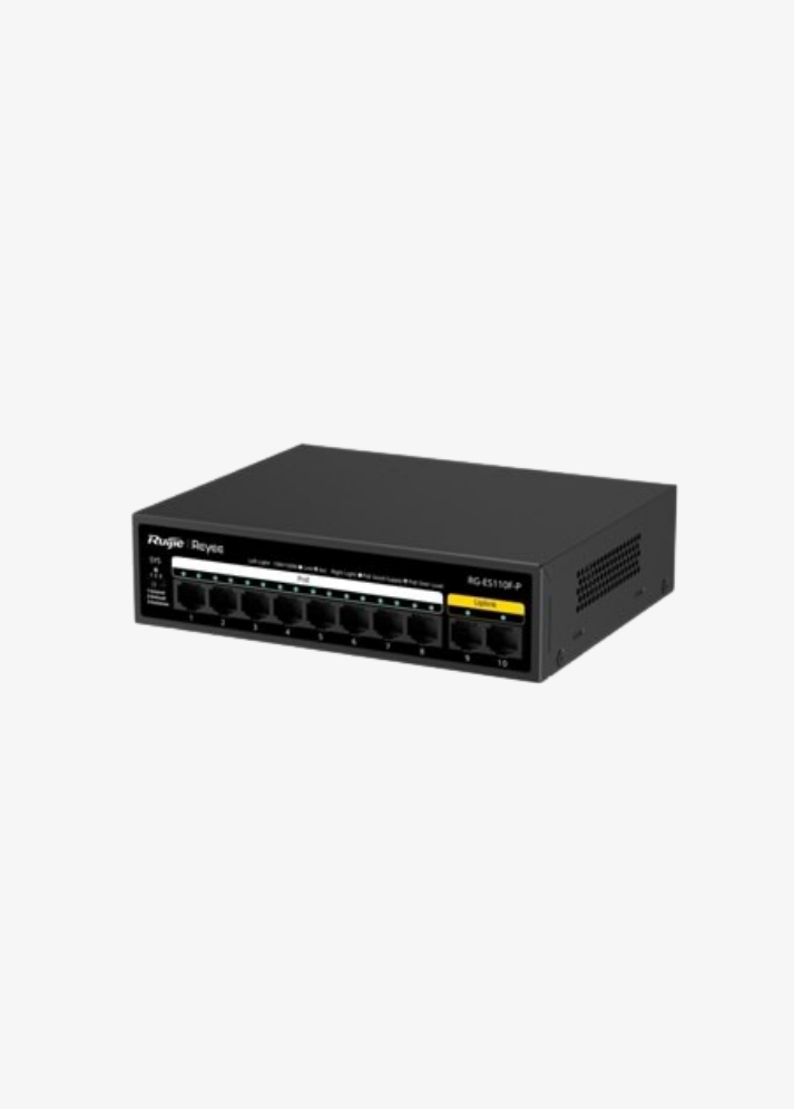 Reyee RG-ES110F-P 10-Port, 10/100 Fast Ethernet, Plug and Play Switch, 8-Port PoE+ (110W) 
