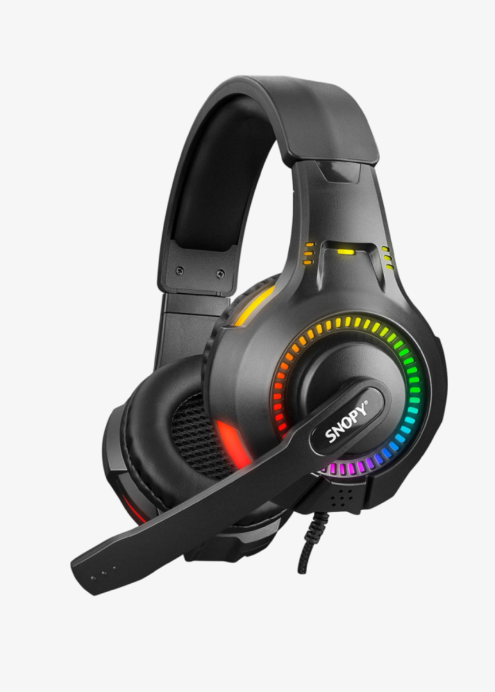 Snopy SN-8800 GAMETIME RGB Işıklı PC USB 3,5M PS4-XBOX-Mobile Siyah Gaming Oyuncu Mikrofonlu Kulaklık